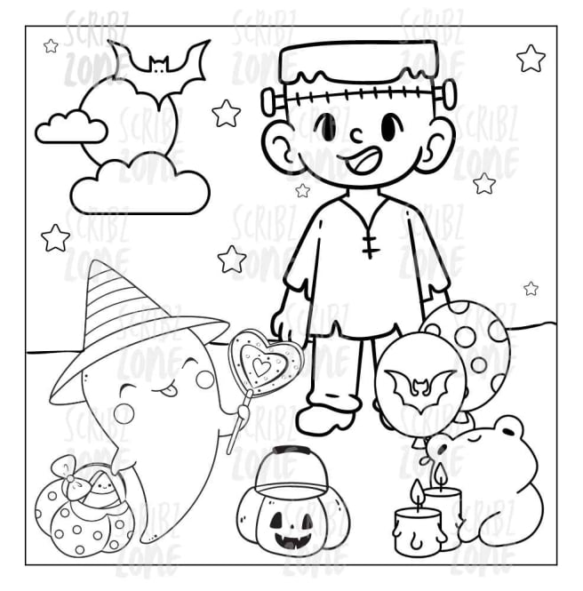 frankestein and friends - coloring book - My color adventure: halloween