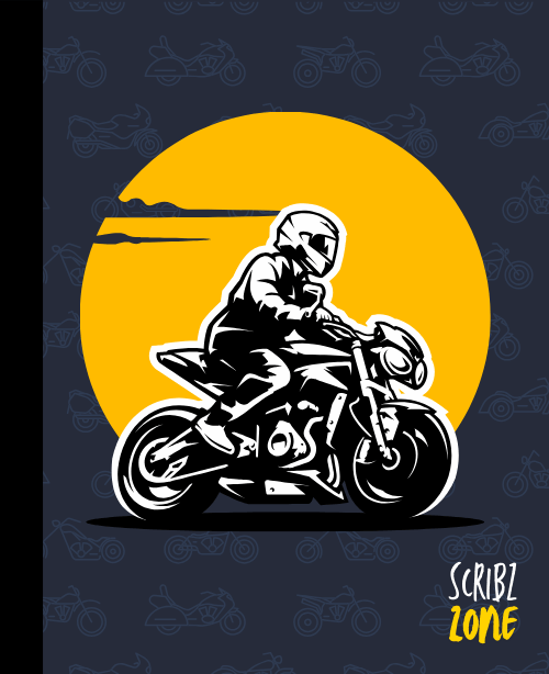 motorcycle notebook by scribz zone